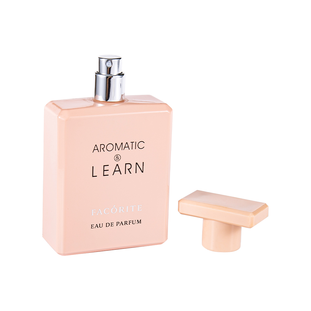 KY1490-WJ2155 50ml belagt trykt rektangulær glasparfumeflaske med skinnende låg