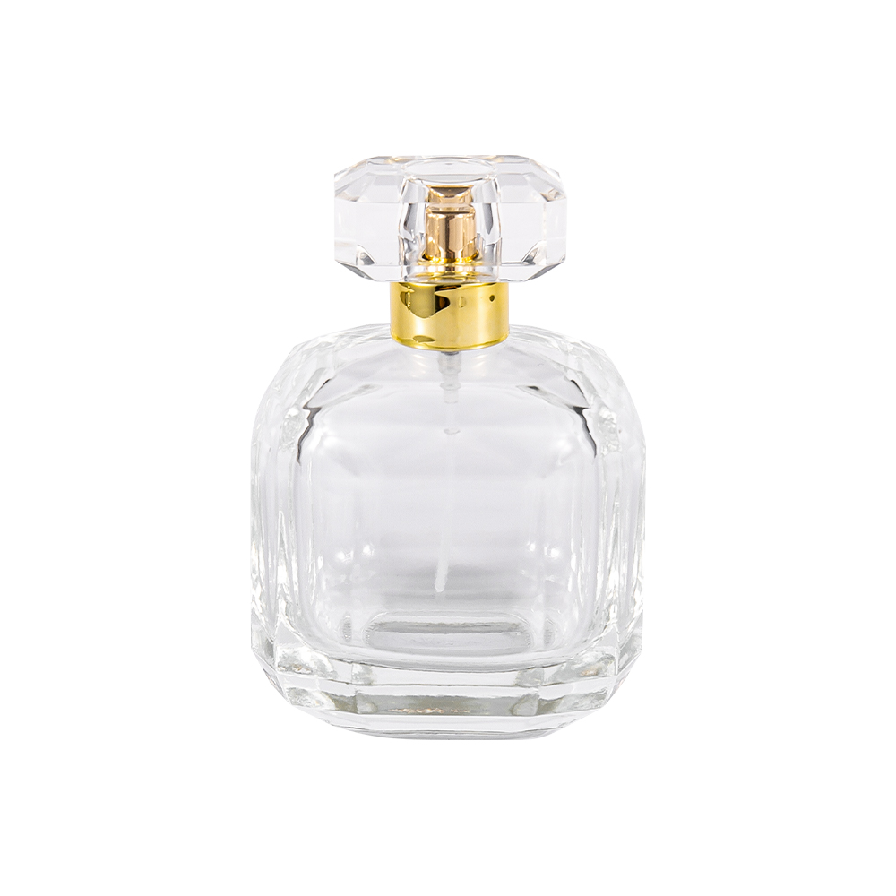 GC3898-WJ2005 100ML parfumeflaske i klart glas med Surlyn akrylhætte og skinnende guldhals
