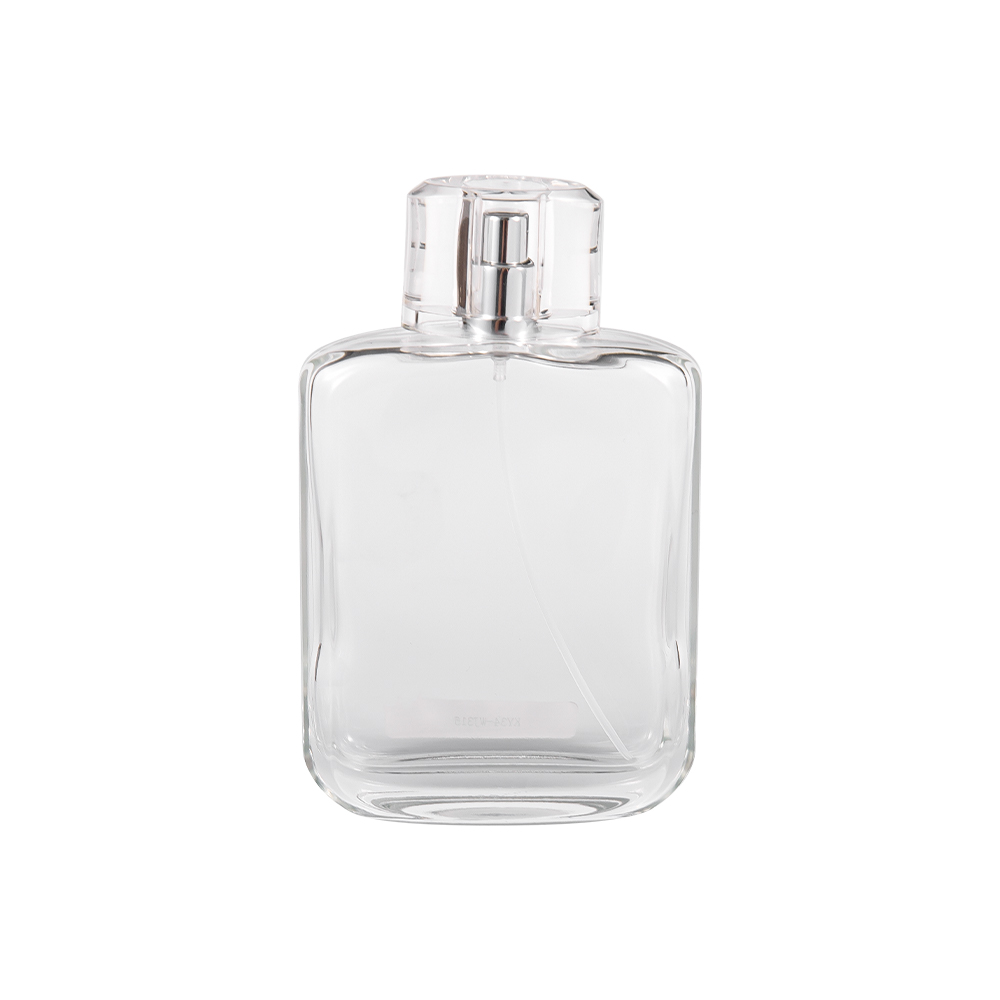 KY34-WJ315 100 ml parfumeflaske i klart glas med klar SURLYN plastikhætte