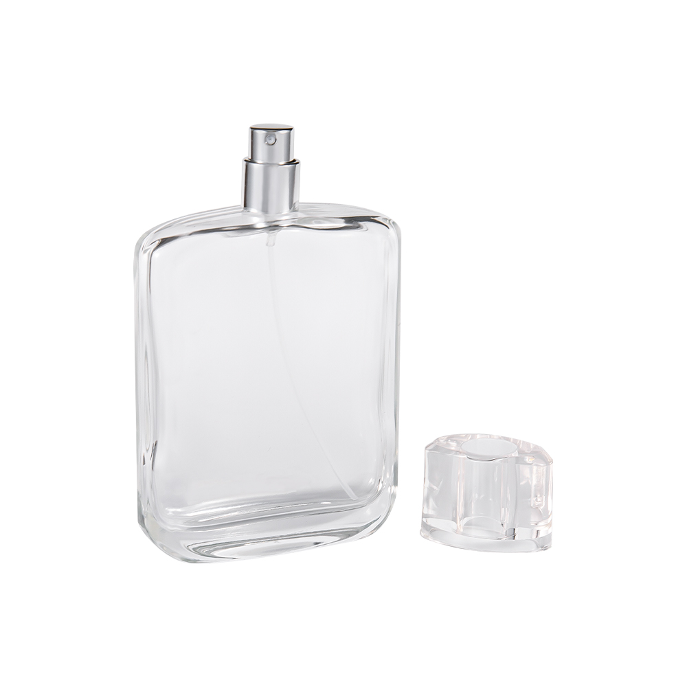 KY34-WJ315 100 ml parfumeflaske i klart glas med klar SURLYN plastikhætte