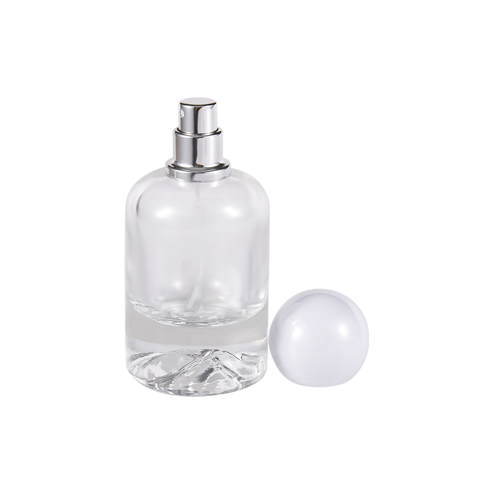 GC5300-WJ2538 50 100 ml flint glas parfumeflaske med bjergbund og kugleformet plastikhætte