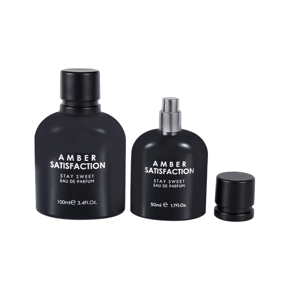 GC3894-WJ176 100 ml farvebelagt lys sort trykt glas parfumeflaske med ABS PP plastikhætte