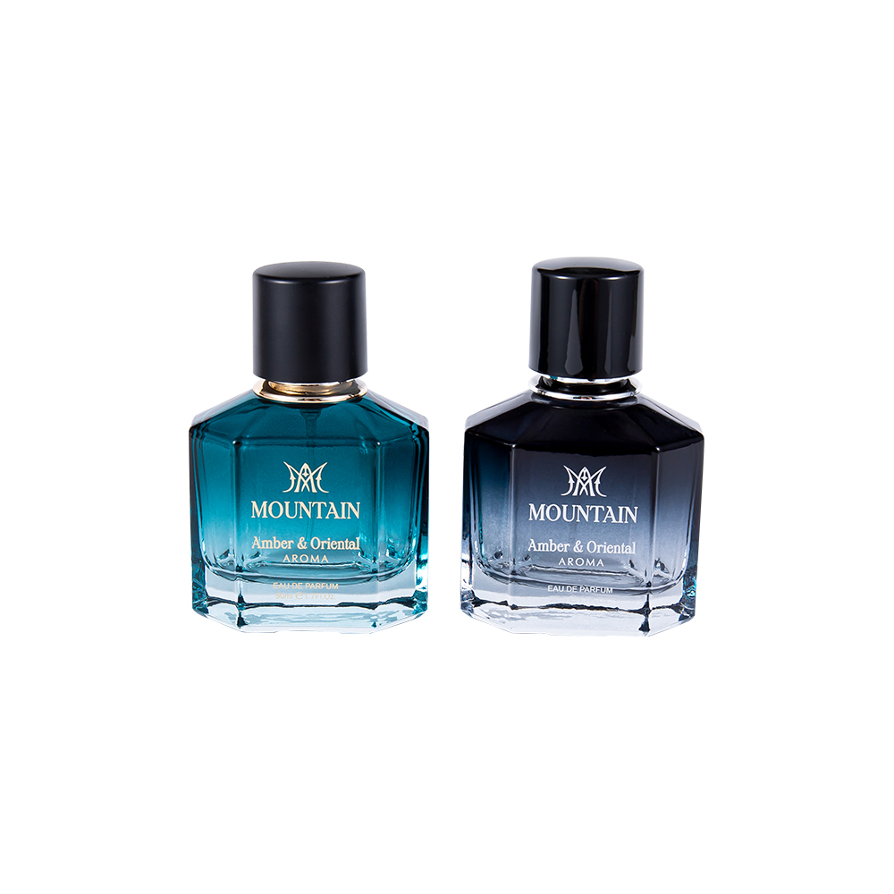 GC4030-WJ2099 50ml glas parfumeflaske med belægningstryk og varmstemplingstape PP Abs UV parfumehætte