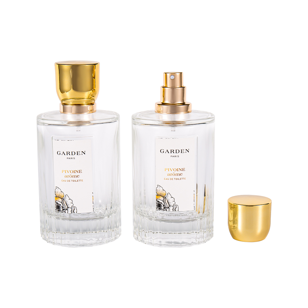 KY1595-WJ2430 100 ml elegant glas parfumeflaske med luksuriøs UV guld parfumehætte
